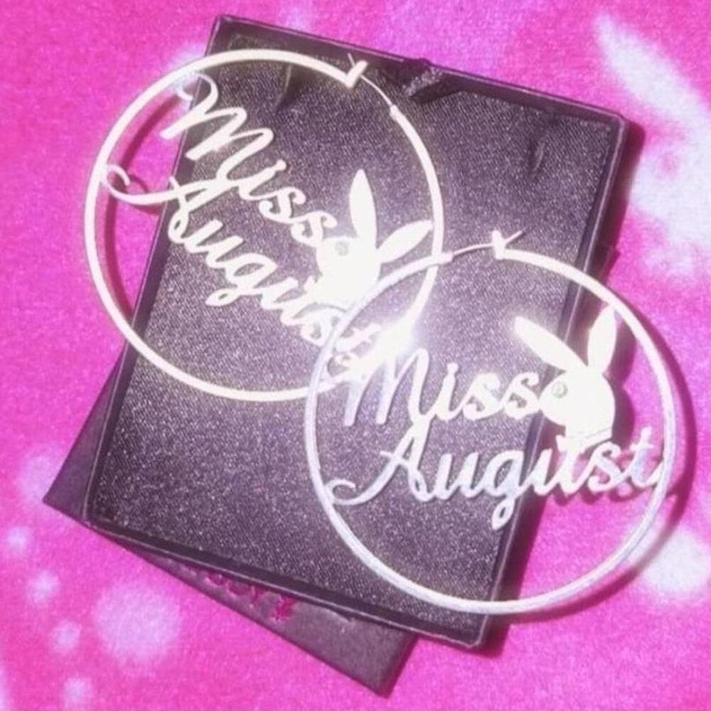 SOLD 2007 Playboy Playmate Of The Month Hoop Earrings - Silver Miss August